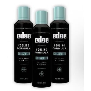 3 COUNT Edge Cooling Formula Shave Gel Eucalyptus Tea Tree Men Shaving Cream 7oz